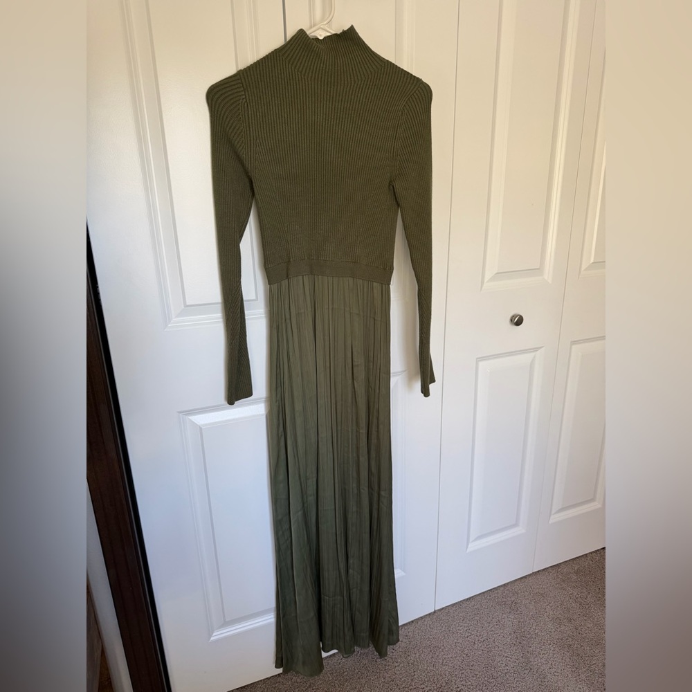 Anthropologie Twofer Olive Long Sleeve Maxi Dress